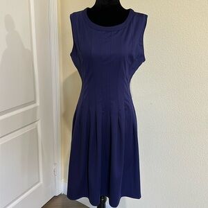 Pretty simple comfortable blue sleeveless pleated dress Medium. NWT. MEANEOR